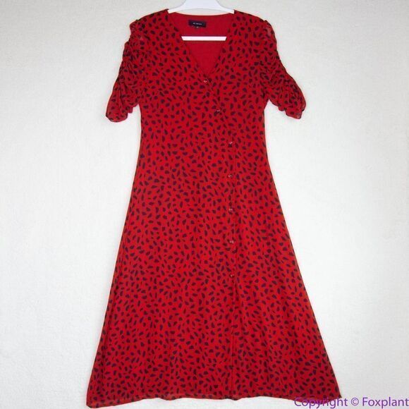 NEW En Saison ANIMAL PRINT OVERLAP midi DRESS, M - Picture 3 of 16